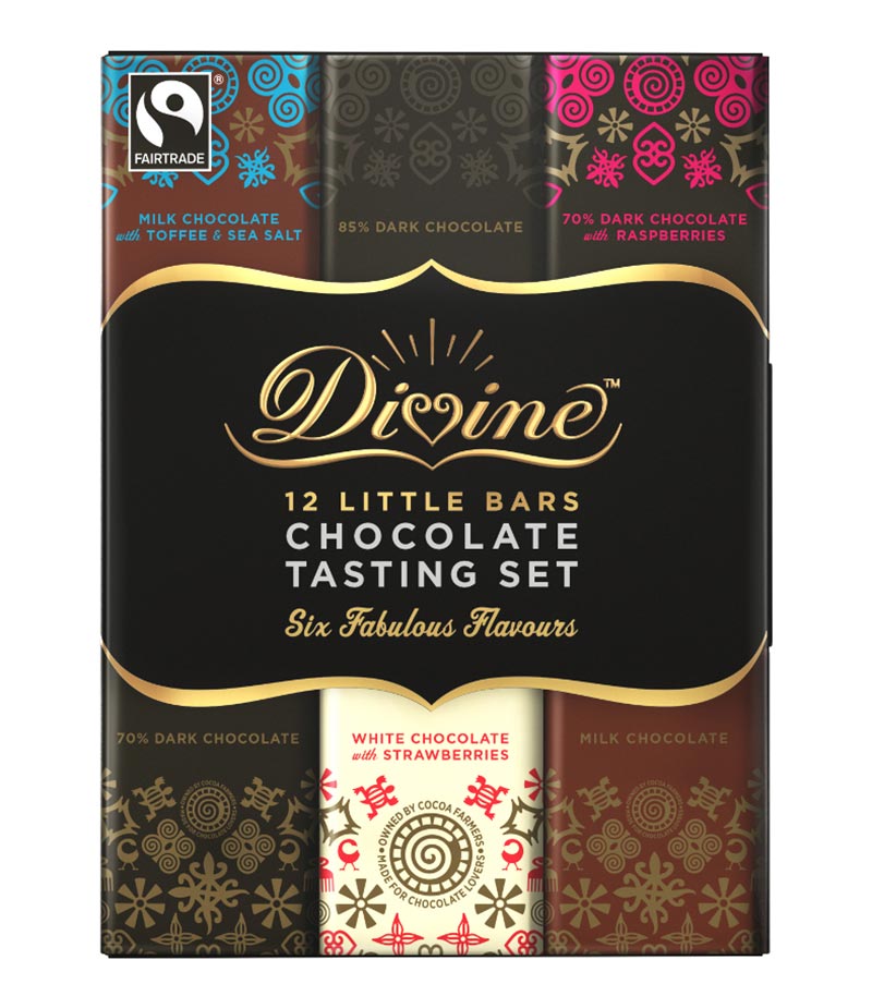 Fairtrade divine chocolate 12 bar tasting set