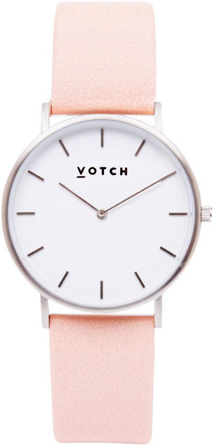 Votch Classic Collection Vegan Leather Watch Silver pink