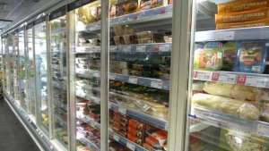 Co-op fridge aisle with doors